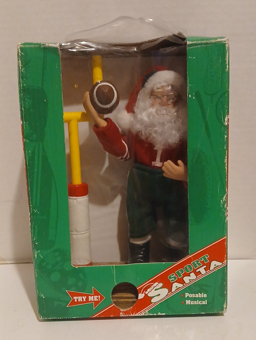 Vintage Sports Santa Figure - Red, Green, White